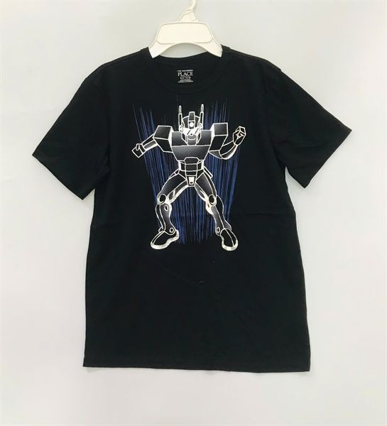  Áo thun PL4CE đen người máy bé trai 