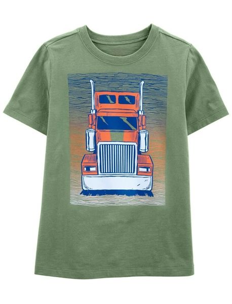  Áo thun 0shk0sh xanh lá xe bé trai 