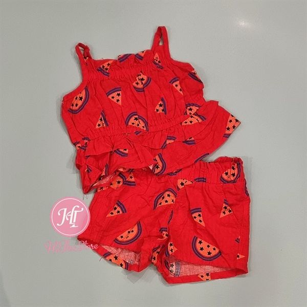  Bộ ngắn C&J đỏ dưa hấu bé gái 