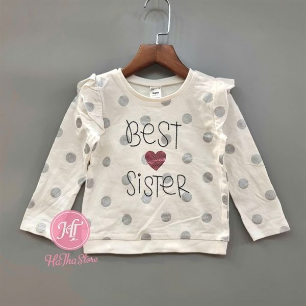  Áo dài tay C4RTER chấm bi best sister bé gái 