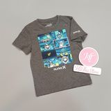  Áo thun Hurley xám tối hình cá mập bé trai 