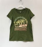  Áo thun Carter xanh rêu cây dừa bé gái 