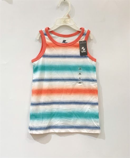  Áo thun ba lỗ Place sọc màu viền cam bé trai 