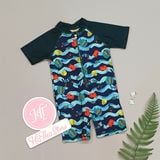  Bộ bơi liền Colloky xanh rêu cá bé trai 