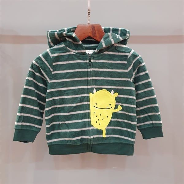  Áo khoác Carter xanh rêu sọc quái vật bé trai 