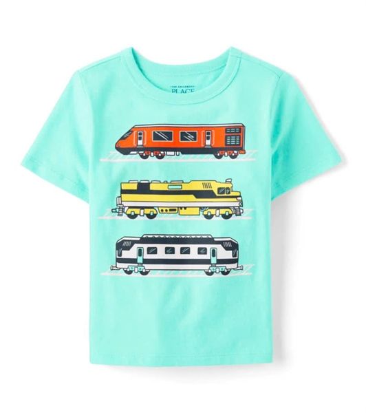  Áo thun PL4CE xanh ngọc đoàn tàu bé trai 