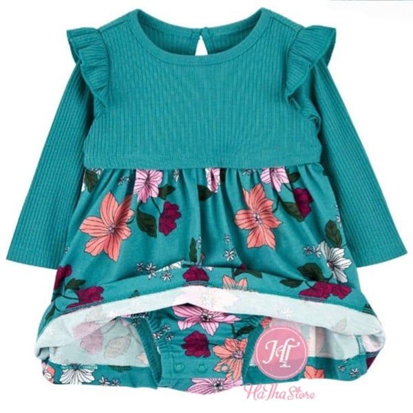  Body váy tay dài C4RTER xanh lá bé gái 