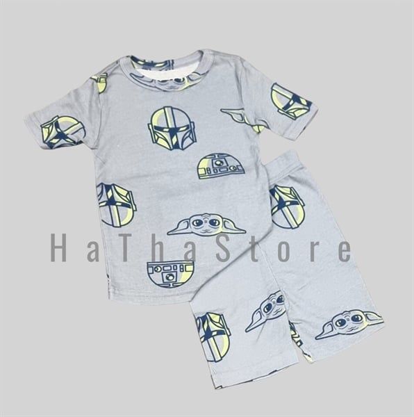  Bộ ngắn xám xanh star war bé trai 