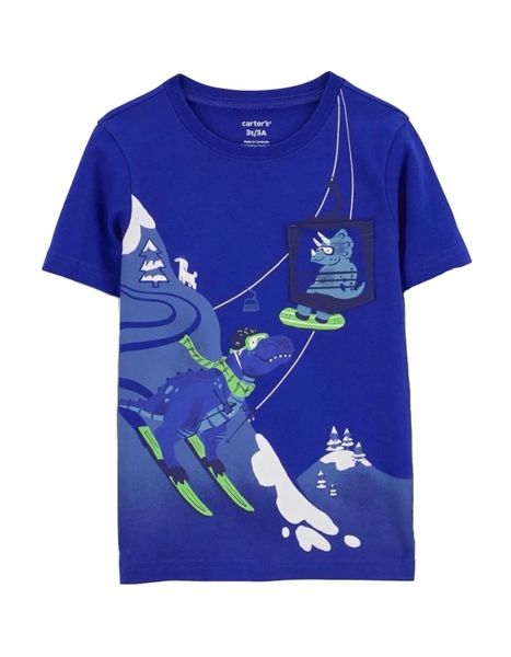  Áo thun C4RTER xanh KL trượt tuyết bé trai 