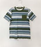  Áo thun xanh rêu sọc túi bé trai 