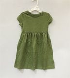  Đầm thun 0LDN4VY xanh rêu bé gái 