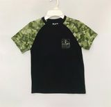  Áo thun PL4CE đen tay rằn ri bé trai 