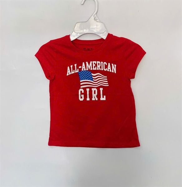  Áo thun PL4CE đỏ cờ mỹ american girl bé gái 