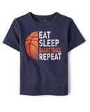  Áo thun PL4CE xanh eat sleep basketball bé trai 