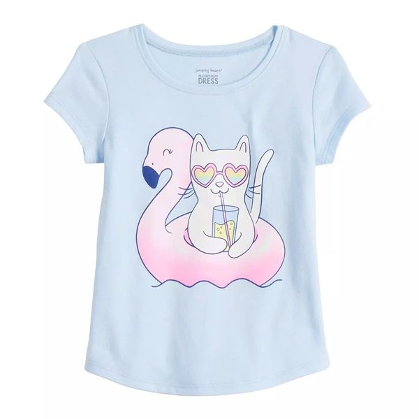  Áo thun JB xanh mèo bé gái 