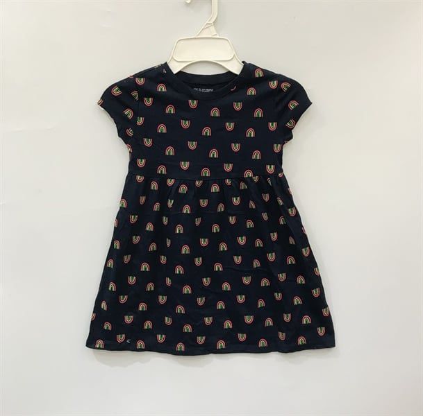  Đầm thun 0ldN4vy xanh đen cầu vồng bé gái 