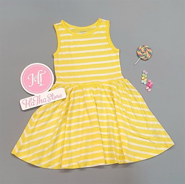  Đầm thun C4RTER vàng sọc bé gái 