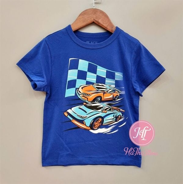  Áo thun PL4CE xanh đậm đua xe bé trai 