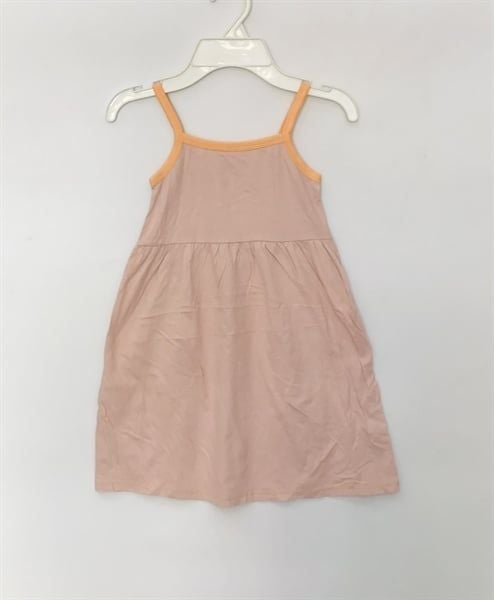  Đầm thun 0LDN4VY hồng viền cam bé gái 