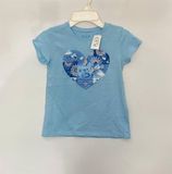  Áo thun PL4CE xanh dương tim hoa bướm bé gái 