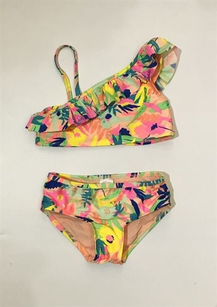  Bộ bơi 2 mảnh cam hoa lá bé gái 