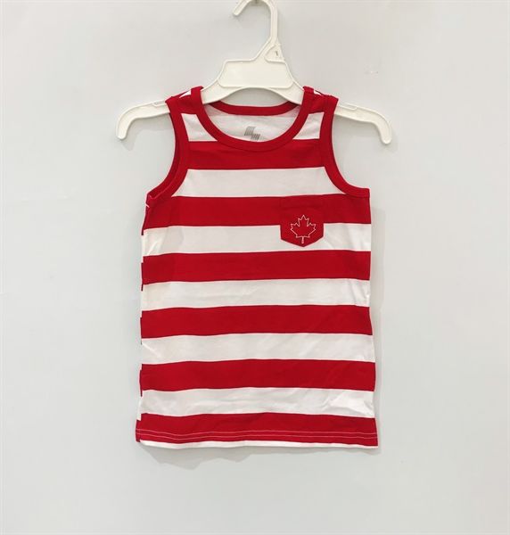 Áo thun ba lỗ Place sọc đỏ trắng canada bé trai 