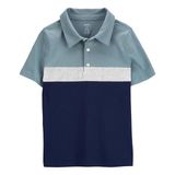  Áo thun polo C4RTER xanh sọc xanh đen bé trai 