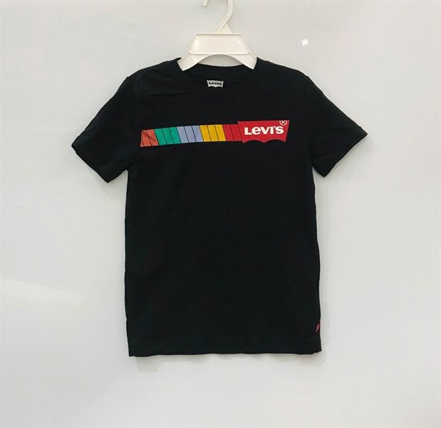  Áo thun Levis đen sọc màu chữ bé trai 