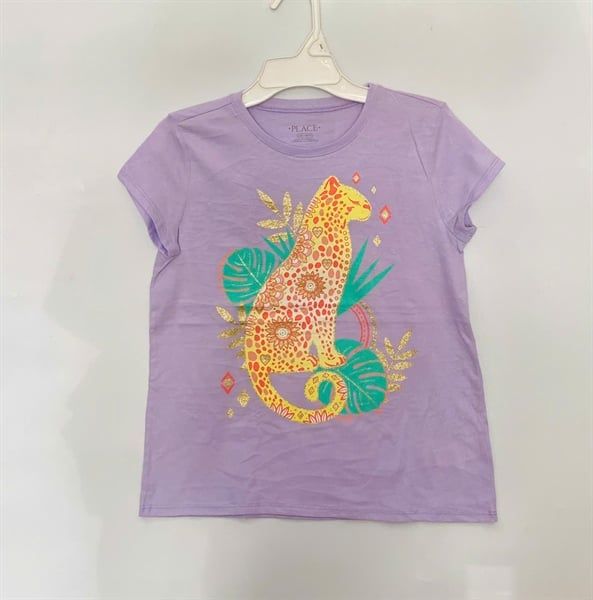  Áo thun PL4CE tím con báo bé gái 