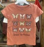  Áo thun Place nâu cam bướm bé gái 