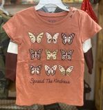  Áo thun Place nâu cam bướm bé gái 