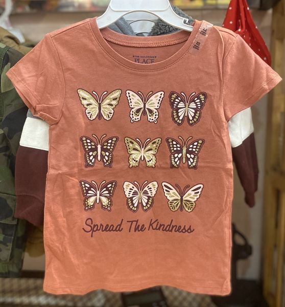  Áo thun Place nâu cam bướm bé gái 