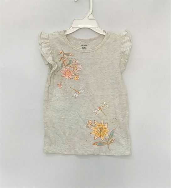  Áo thun C4RTER xám hoa chuồn chuồn bé gái 
