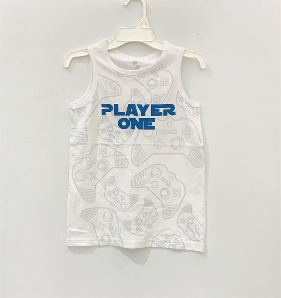  Áo thun ba lỗ PL4CE trắng bé trai 