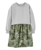  Đầm tay dài xám rằn ri 