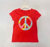  Áo thun PL4CE đỏ cam peace bé gái 