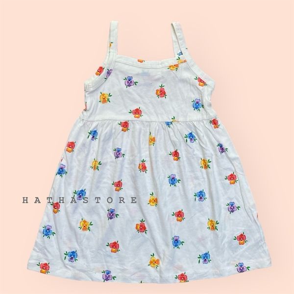  Đầm thun 0ldN4vy trắng hoa bé gái 