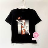  Áo thun PL4CE đen bóng bầu dục bé trai 