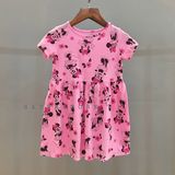  Đầm thun tay ngắn JB hồng minnie bé gái 