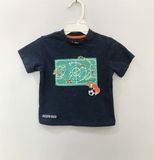  Áo thun xanh đen đá bóng bé trai 