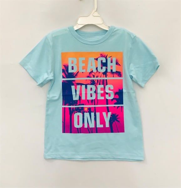  Áo thun PL4CE xanh beach vibes bé trai 