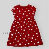  Đầm thun 0ldN4vy đỏ canada bé gái 