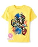 Áo thun PL4CE vàng moto bé trai 