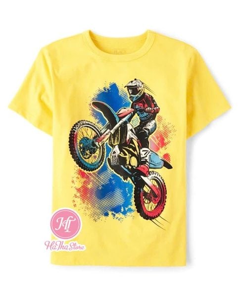  Áo thun PL4CE vàng moto bé trai 
