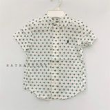  Áo sơ mi Ralph Lauren trắng họa tiết xanh lá bé trai 