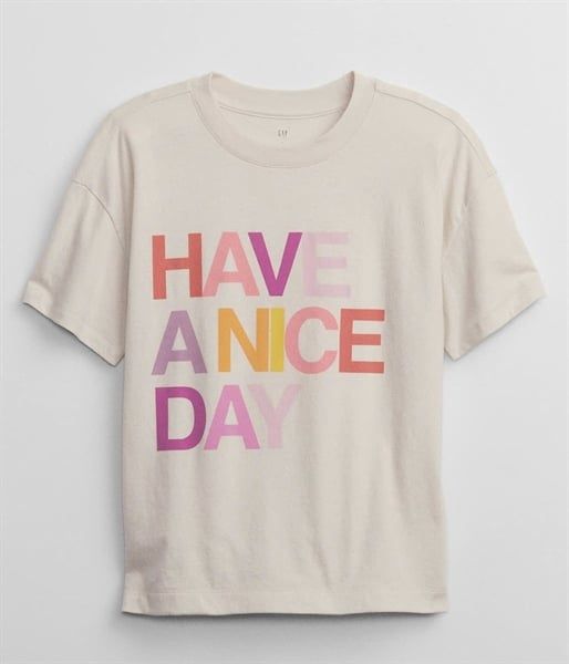  Áo thun G4P màu kem have a nice day bé gái 