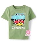  Áo thun PL4CE xanh bơ car bé trai 