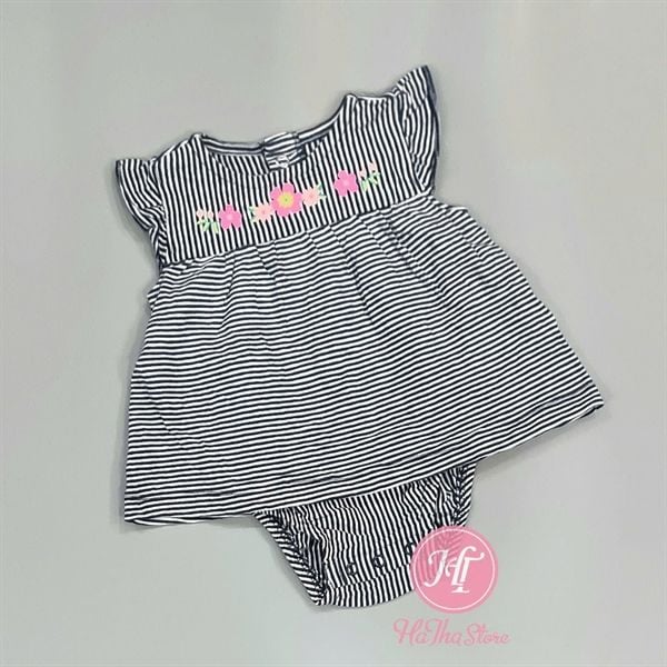  Body váy C4RTER đen sọc hoa bé gái 