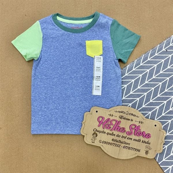  Áo thun CAT&JACK xám túi vàng bé trai 