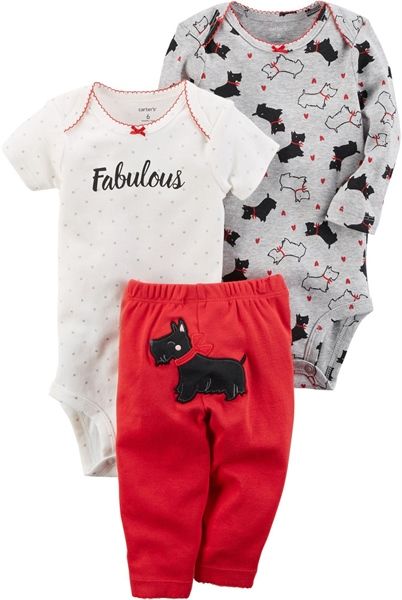  Set 3 CARTER dài đỏ con chó bé gái 